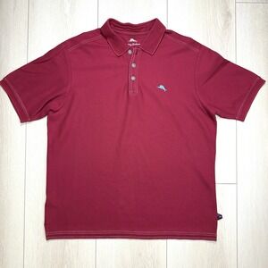 Tommy Bahama Emfielder Polo Shirt Mens M Maroon Pima Cotton Blend Golf Logo